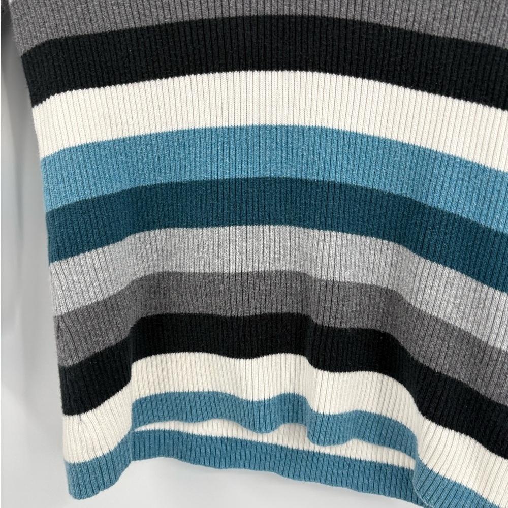 Croft and borrow blue 90s retro 2000s stripe v neck long sleeve sweater small - Picture 7 of 13